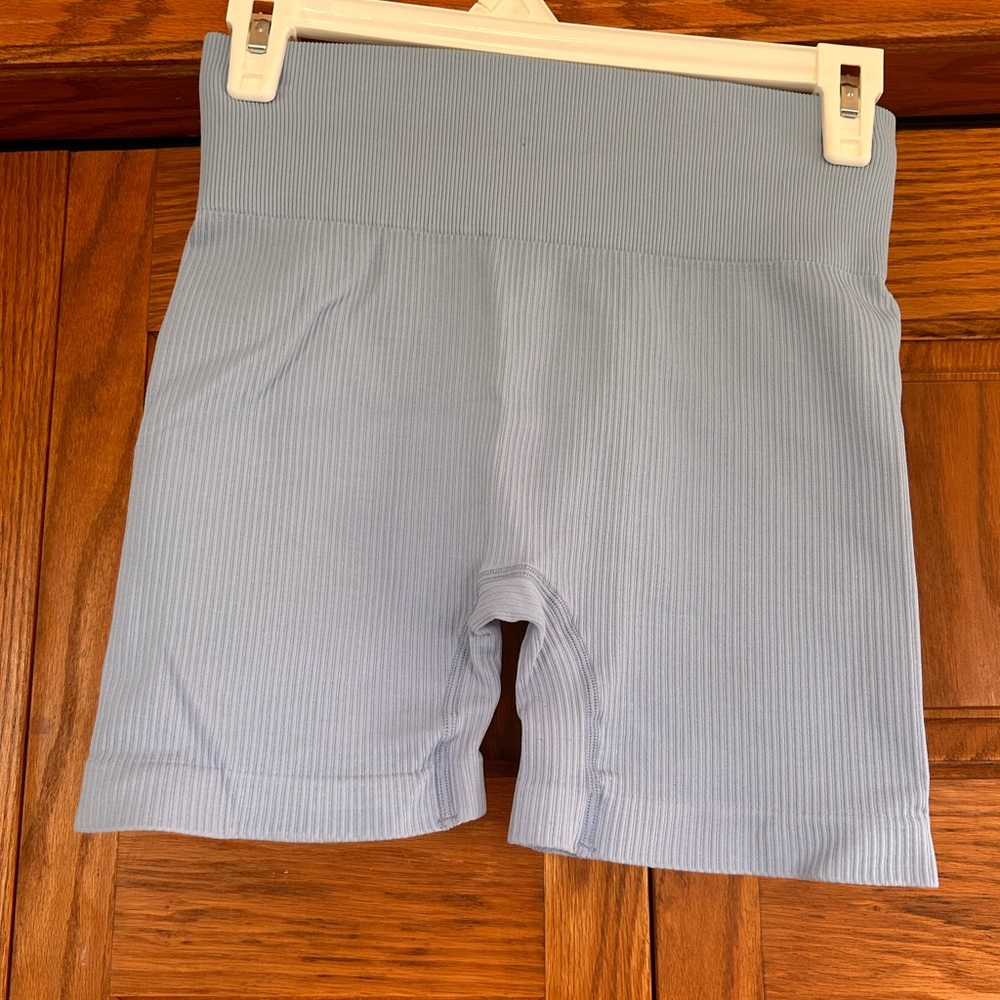 ASOS Sky Blue Ribbed Shorts - Picture 5 of 11